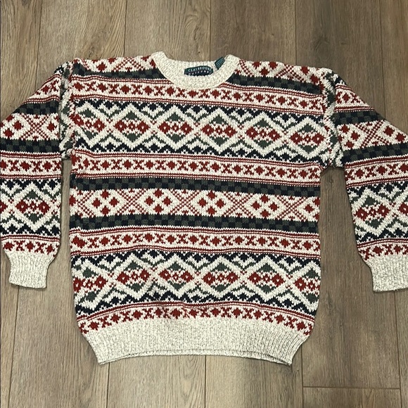 Claybrooke Outdoors Men's Patterned Heavy Gray, Red Sweater Size Medium - Picture 1 of 9